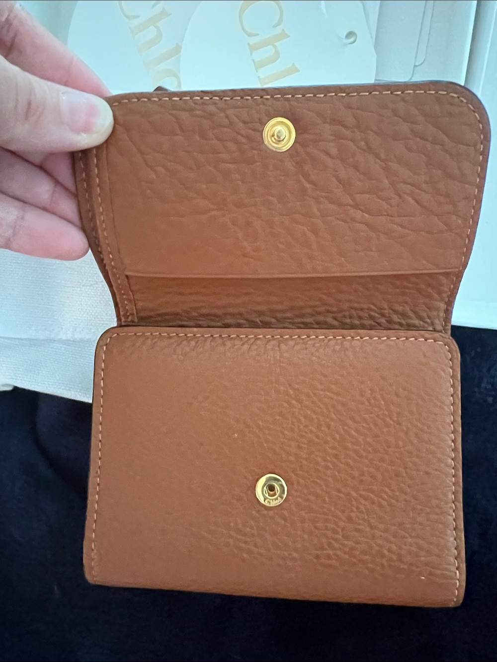 Chloe Alphabet Caramel Tri-Fold Wallet - Picture 2 of 6